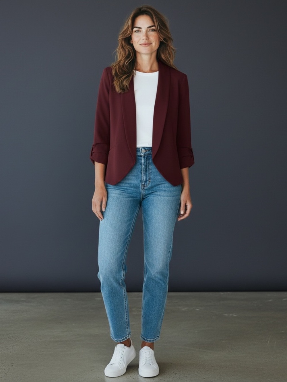 Harlowe & Graham, Open Front Petal Blazer with Pockets